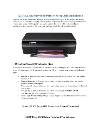 123.hp.com/envy4500 | 123 HP Envy 4500 Install & Setup