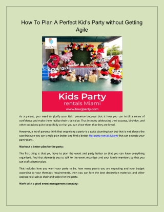 How To Plan A Perfect Kid’s Party without Getting Agile