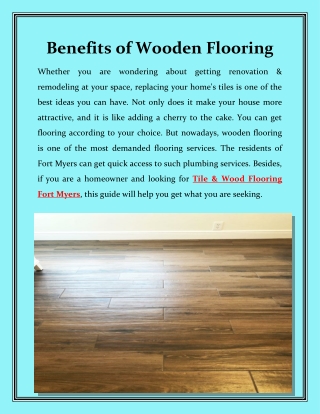 Benefits of Floor Tile Work in Fort Myers