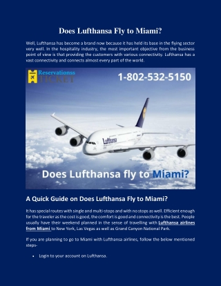 Does Lufthansa Fly To Miami? 1-802-532-5150