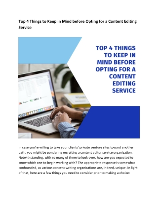 Top 4 Things to Keep in Mind before Opting for a Content Editing Service