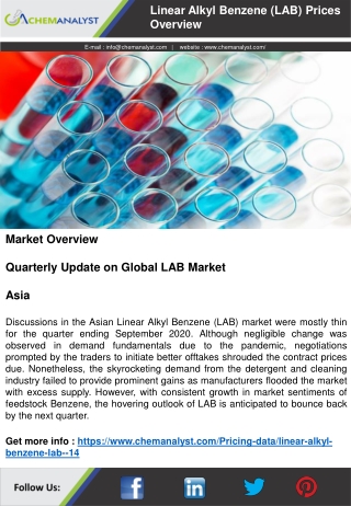 Linear Alkyl Benzene (LAB) Prices, News, Market Analysis