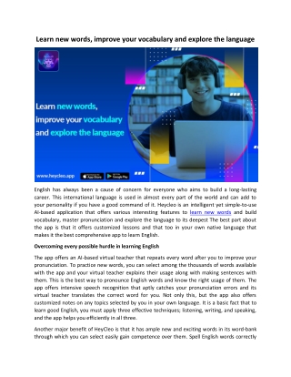 Learn new words, improve your vocabulary and explore the language