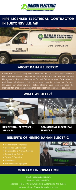 Hire Licensed Electrical Contractor in Burtonsville, MD