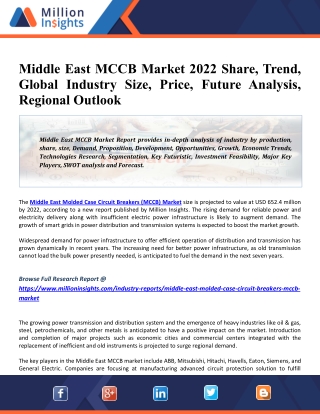 Middle East MCCB Market 2025 Analysis, Key Growth Drivers, Challenges, Leading Key Players Review, Demand