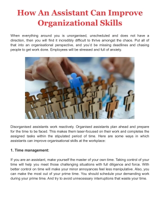 How An Assistant Can Improve Organizational Skills