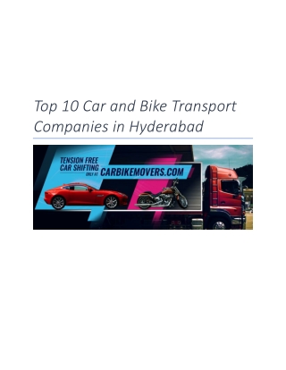 Top 10 Car and Bike Transport Companies in Hyderabad