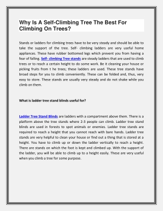 Why Is A Self-Climbing Tree The Best For Climbing On Trees?