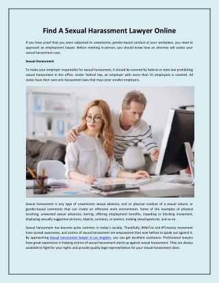 Find A Sexual Harassment Lawyer Online