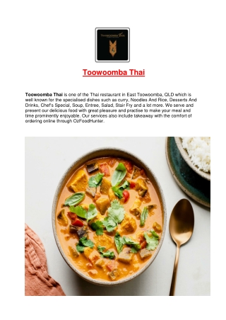 10% OFF - Toowoomba Thai Restaurant - Thai takeaway, Qld