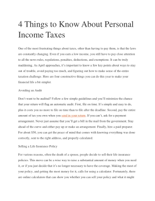4 Things to Know About Personal Income Taxes