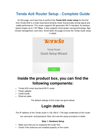 Easy Steps: Tenda Ac6 Router Setup | Connect Computer To Routerq