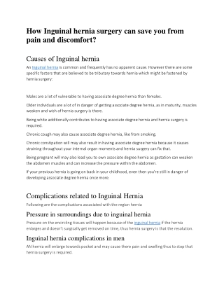 How Inguinal hernia surgery can save you from pain and discomfort?