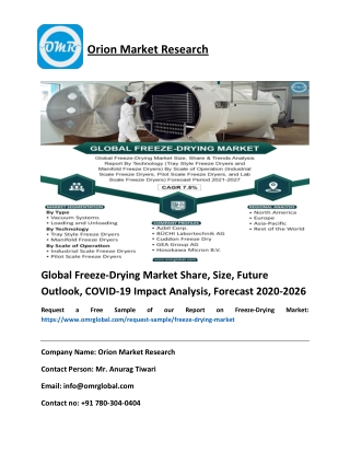 Global Freeze-Drying Market 2020: By Key Players, Market Share, Forecast to 2026