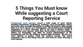 5 Things You Must know While suggesting a Court Reporting Service