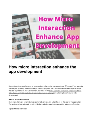 How micro interaction enhance the app development