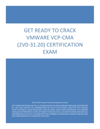 Get Ready to Crack VMware VCP-CMA (2V0-31.20) Certification Exam