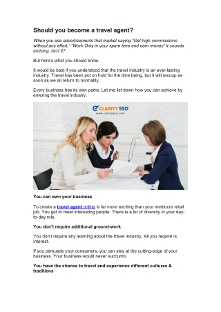 Should you become a travel agent? 