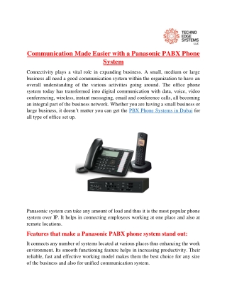 Communication Made Easier with a Panasonic PABX Phone System