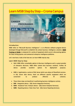 Learn MSBI Step by Step - CROMA CAMPUS