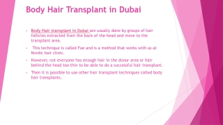 Body Hair Transplant in Dubai ​