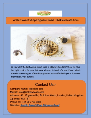 Arabic Sweet Shop Edgware Road | Ibaklawacafe.Com