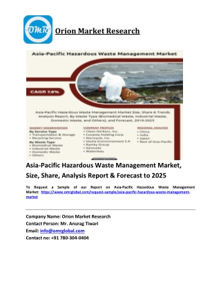 Asia-Pacific Hazardous Waste Management Market Trends, Size, Competitive Analysis and Forecast 2019-2025