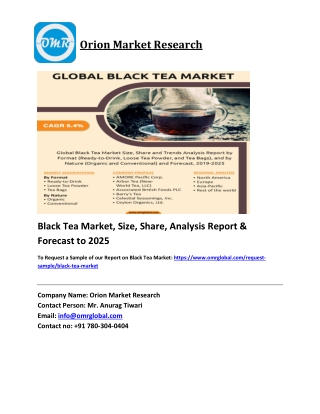 Black Tea Market Trends, Size, Competitive Analysis and Forecast 2019-2025