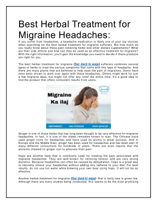 Best Herbal Treatment for Migraine Headaches: