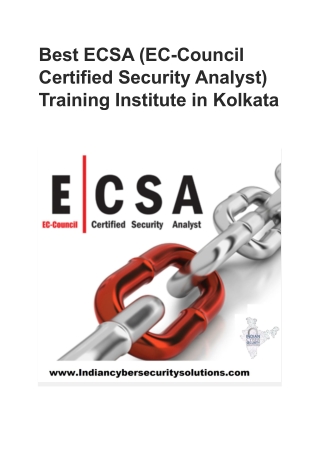 Best ECSA (EC-Council Certified Security Analyst) Training Institute in Kolkata