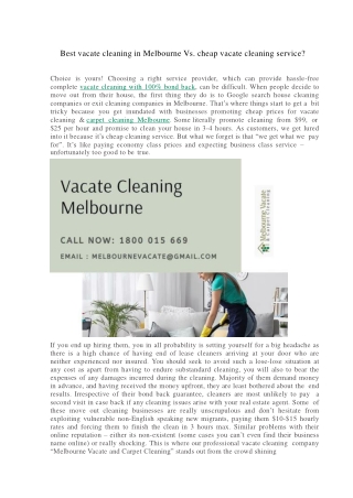 Best vacate cleaning in Melbourne Vs. cheap vacate cleaning service?