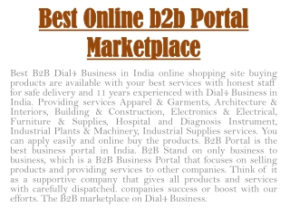 Best Online b2b Portal Marketplace