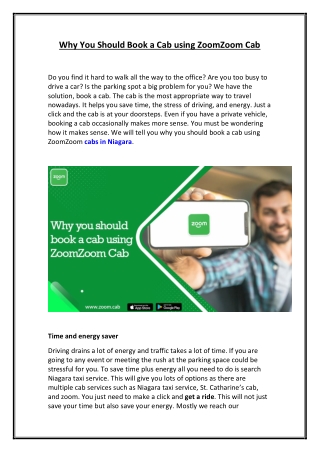 Why You Should Book a Cab using ZoomZoom Cab