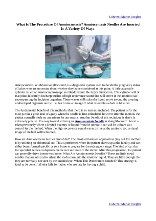What is Amniocentesis? How are Amniocentesis needles inserted?