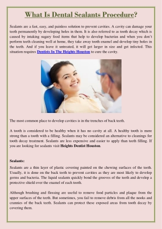 What Is Dental Sealants Procedure?