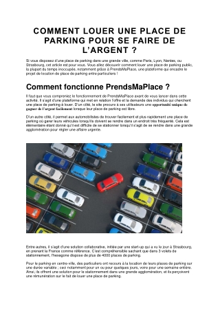 COMMENT LOUER UNE PLACE DE PARKING POUR SE FAIRE DE L’ARGENT ?