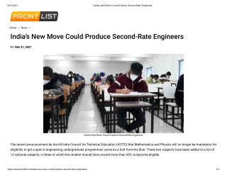 India’s New Move Could Produce Second-Rate Engineers