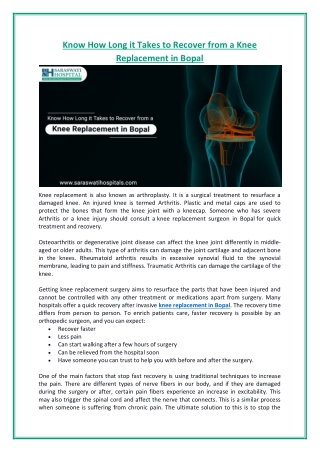 Recovery Time for Knee Replacement Surgery