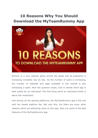 Top 10 Reasons Why You Should Download the MyTeamRummy App