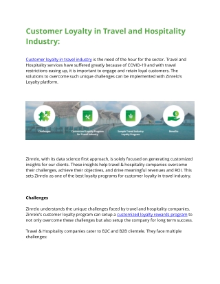 Customer Loyalty in Travel and Hospitality Industry