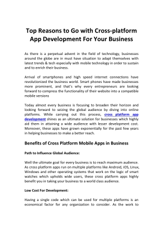 Benefits of Cross Platform Apps in Business