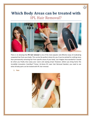 Which Body Areas can be treated with IPL Hair Removal?