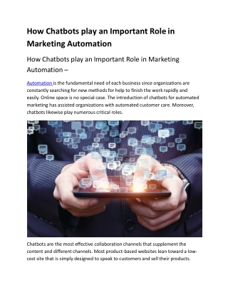 How Chatbots play an Important Role in Marketing Automation