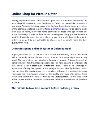 Pizza in Qatar