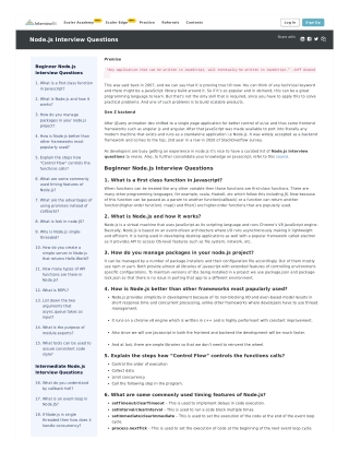 Node Js Interview Questions Cheat Sheet