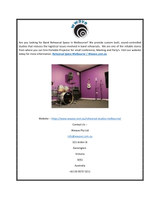 Rehearsal Space Melbourne | Wwave.com.au