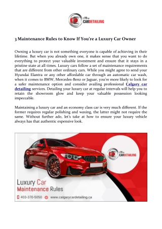 3 Maintenance Rules to Know If You’re a Luxury Car Owner