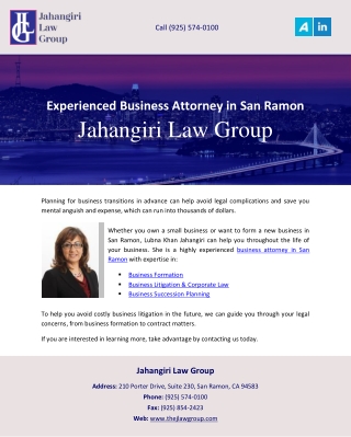 Experienced Business Attorney in San Ramon - Jahangiri Law Group