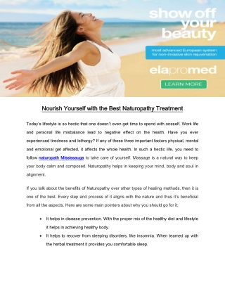 Nourish Yourself with the Best Naturopathy Treatment