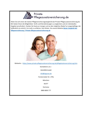 Bester Vergleich der Pflegeversicherung | Private-Pflegezusatzversicherung.de